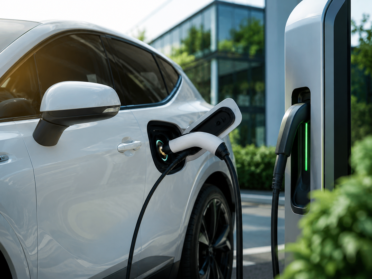 Electric vehicle charging, representing advanced battery applications