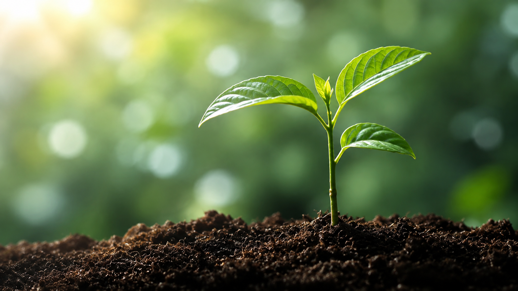 Young green plant representing environmental stewardship and long term growth