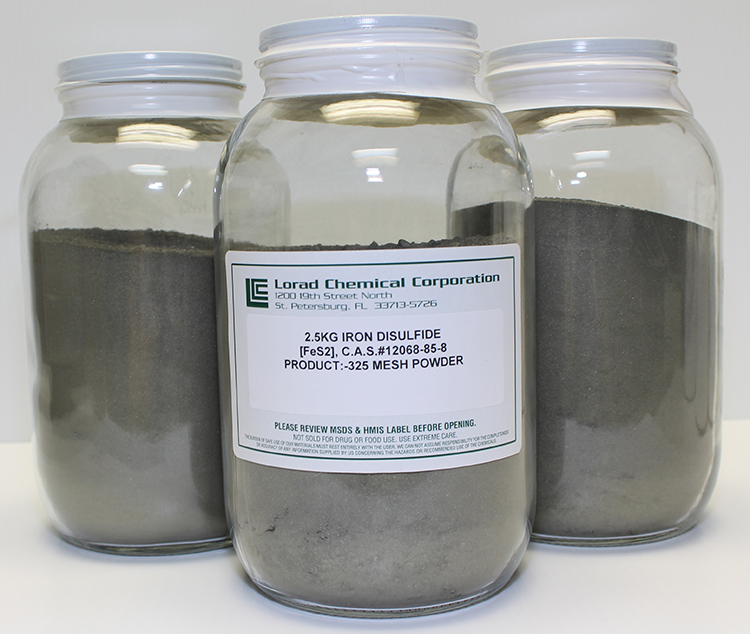 7.5kg of Iron Disulfide powder in jars.