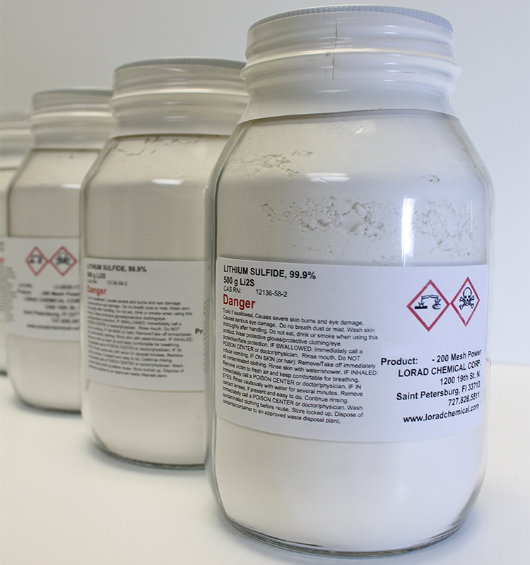 Manufactured Lithium Sulfide in Bottles