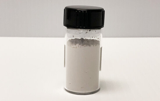Glass bottle of Terbium doped Gadolinium Oxysulfide